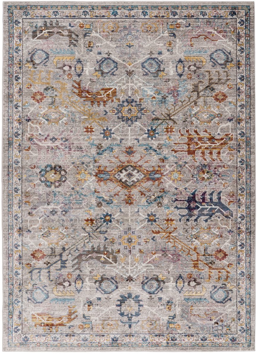 Padiro laagpolig vloerkleed 80 x 150 cm - meerkleurig - oosters vintage patroon - geschikt voor vloerverwarming - van polypropyleen
