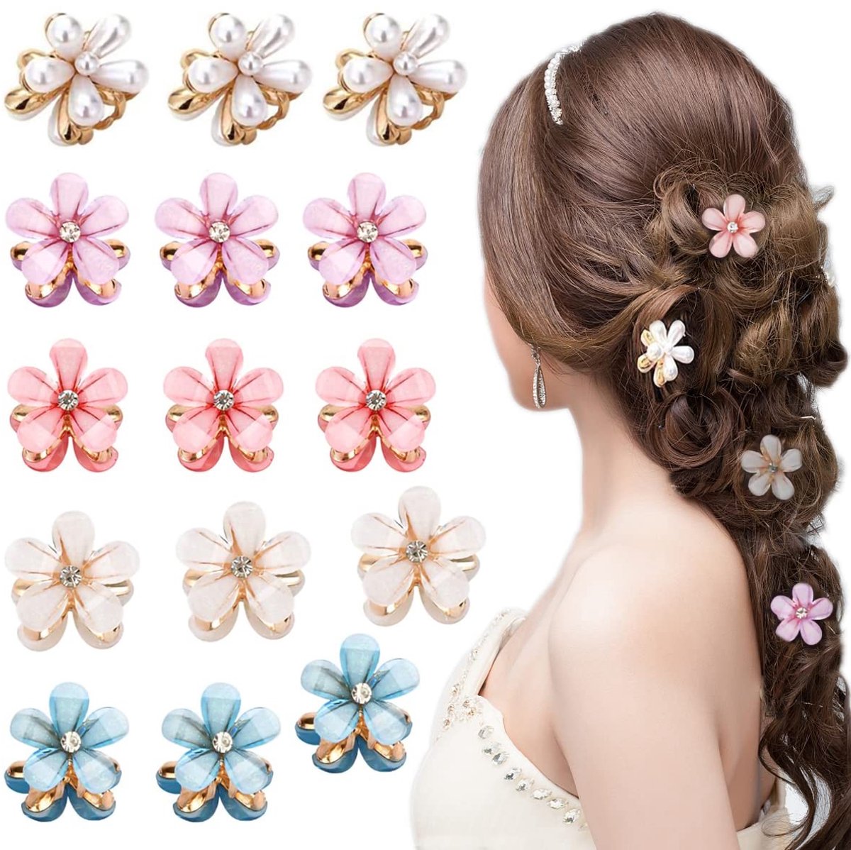 Solidchoice - Set van 15 Bloem Haaraccessoires voor Dames en Meisjes