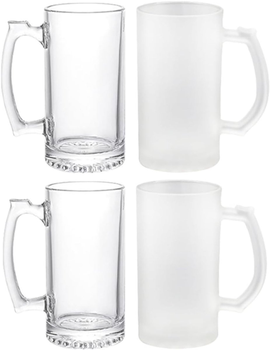 Bierglazen voor Vriezer - Transparant - 500 ml - Zweetbestendig en Handvat - Voor Thuis en Horeca