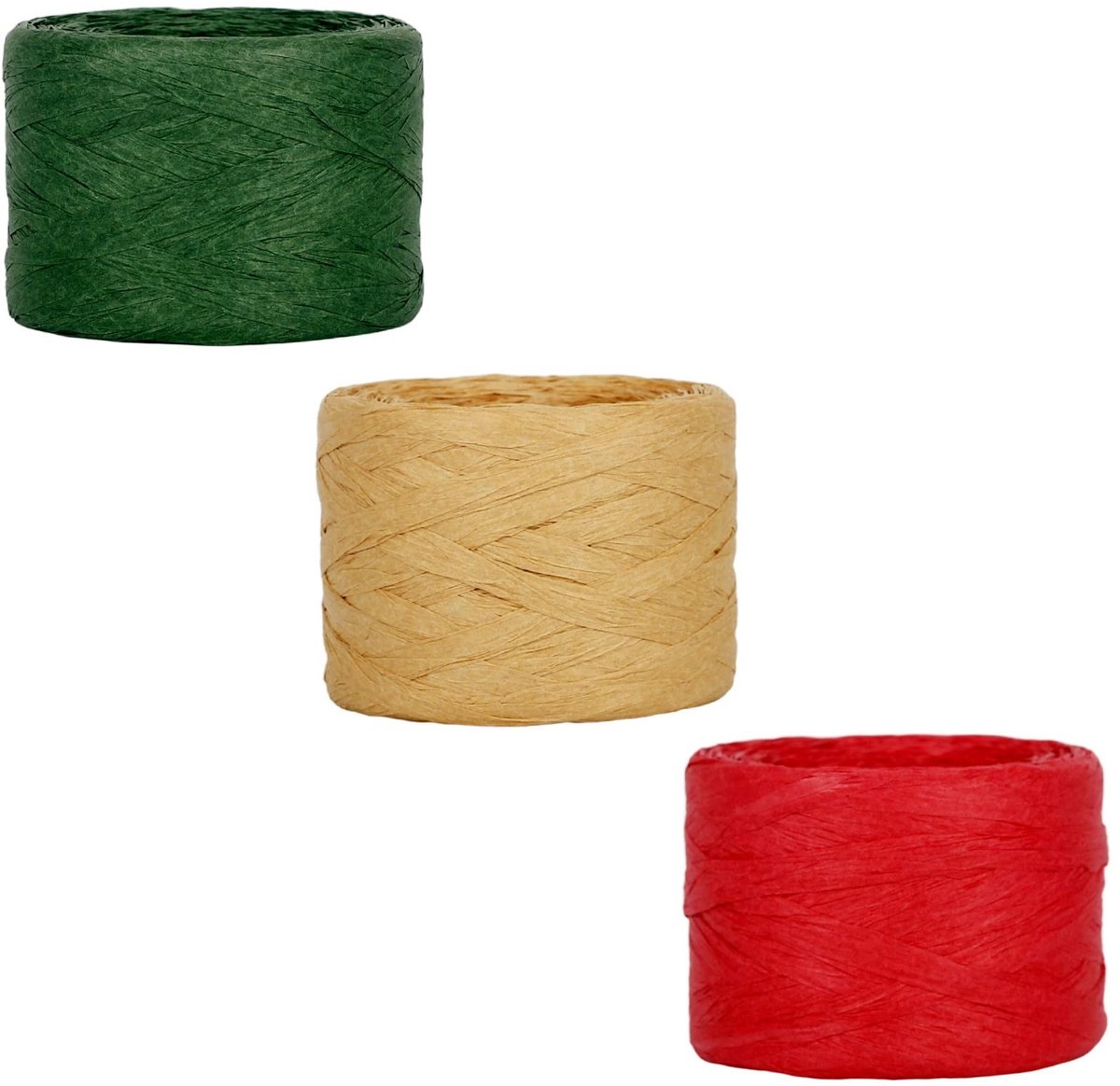 Solidchoice - 3 Rollen Kerst Raffia Papier Ribbons