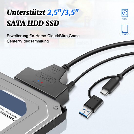 USB adapter voor externe en interne harde schijven 2.5 & 3.5 inch SSD/HDD met 12V 2A voeding, geschikt voor Windows, Mac en Linux, snelle gegevensoverdracht en gebruiksvriendelijk — afbeelding 4