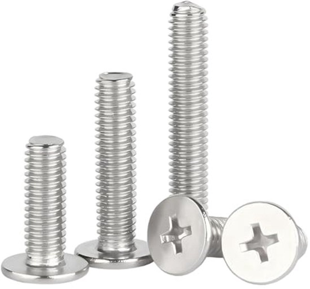 20 stuks dunne platte ronde kop, kruiskopschroeven, roestvrij staal, volledige schroefdraad, M4 x 10 mm, machineschroeven voor meubelmontage, houtbewerkingsprojecten