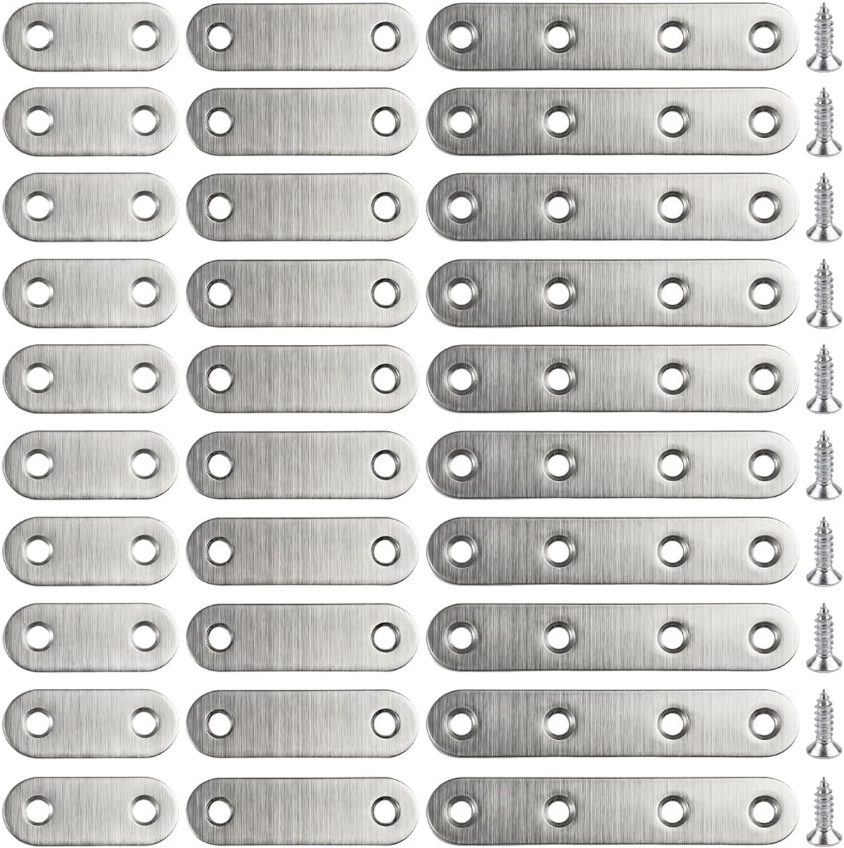 platte verbindingsstukken 76 mm/55 mm/36 mm - roestvrij staal - 30 stuks - ideaal voor meubels - ShopVlot