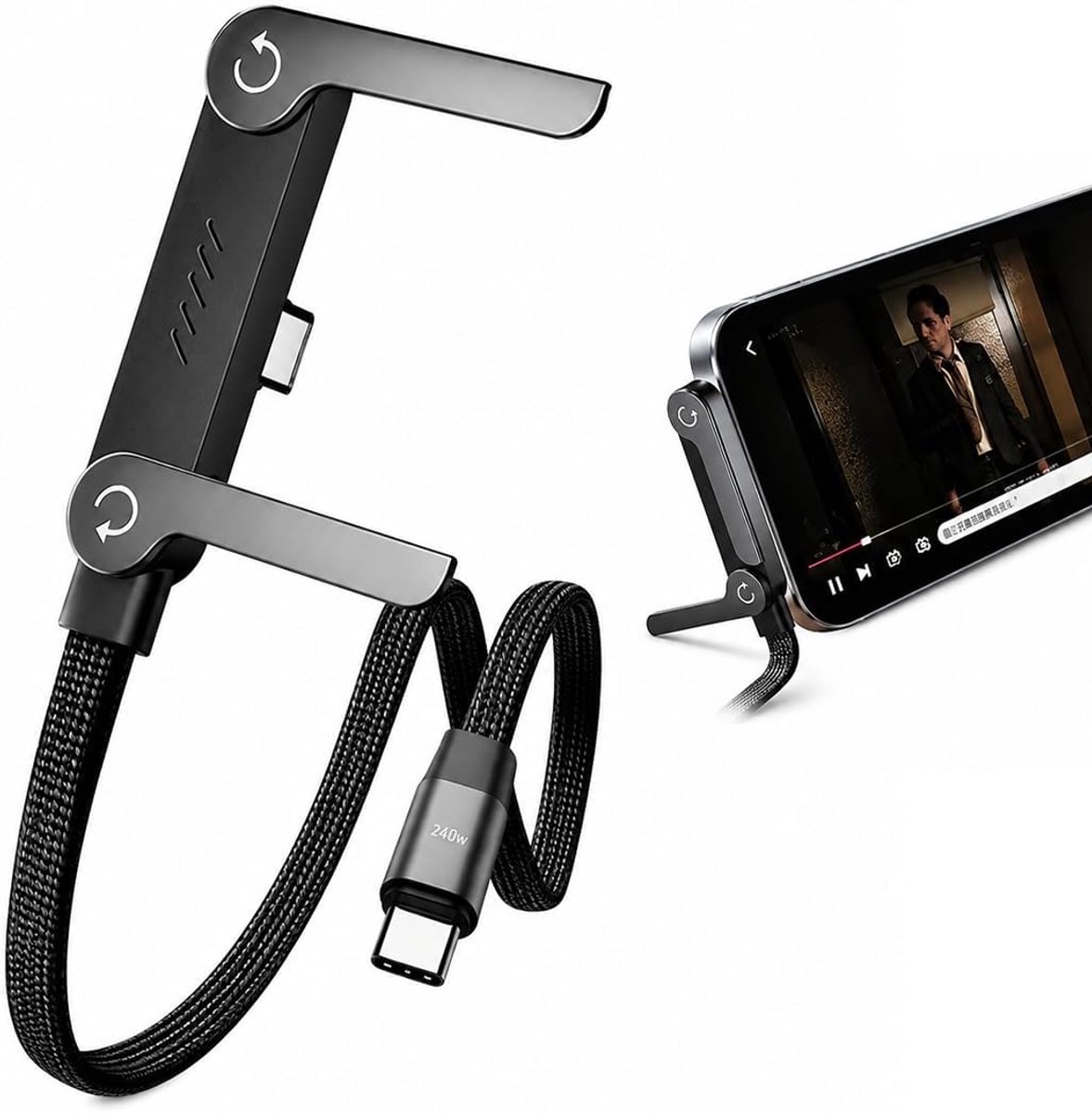 Onzichtbare houder voor oplaadkabel - USB-C-kabel ondersteuning - 2-in-1 ontwerp - ideaal voor gaming en kantoor - ShopVlot