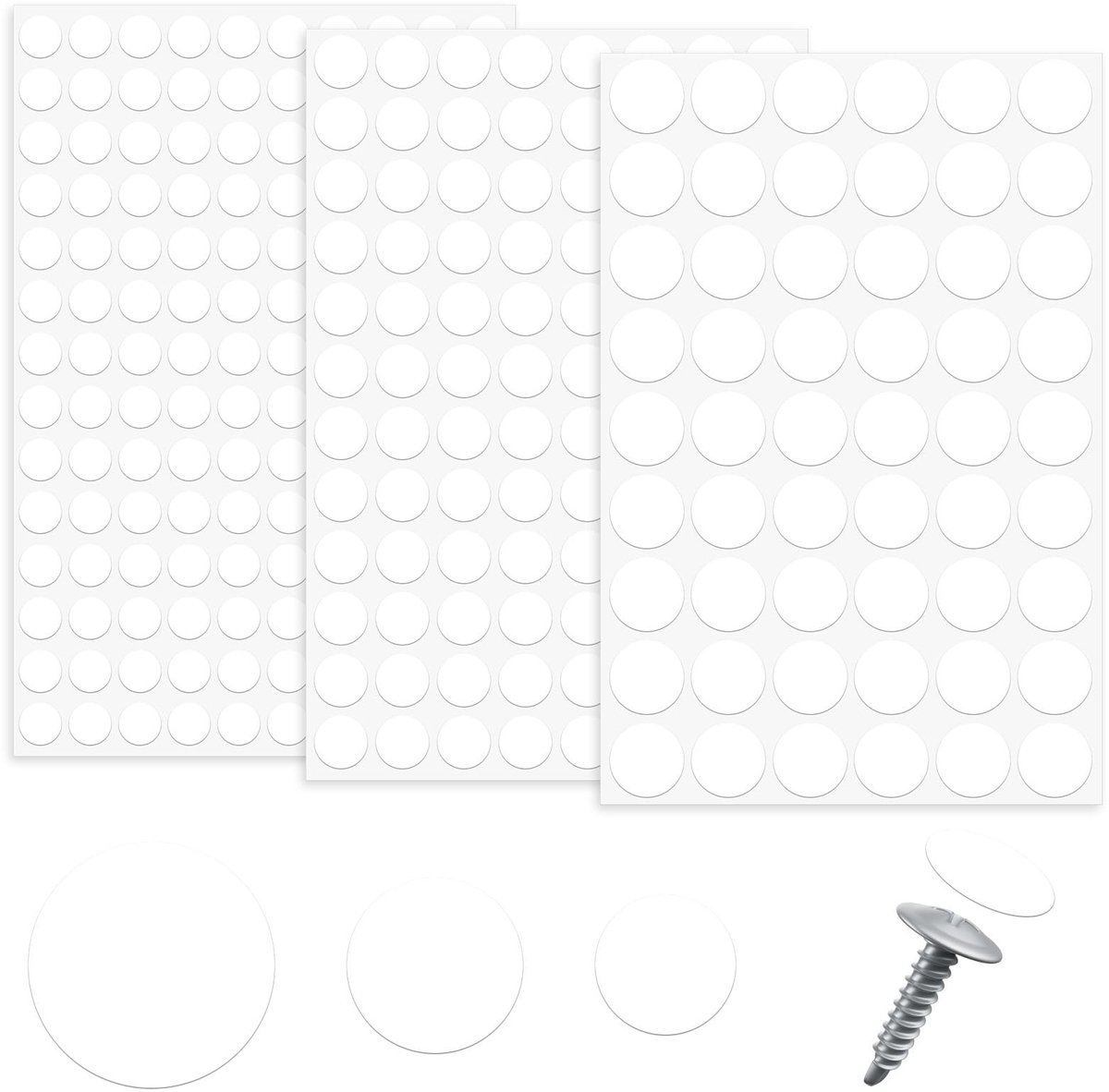 Solidchoice - 290 Stuks Witte Schroefgaatjes Stickers, Zelfklevend