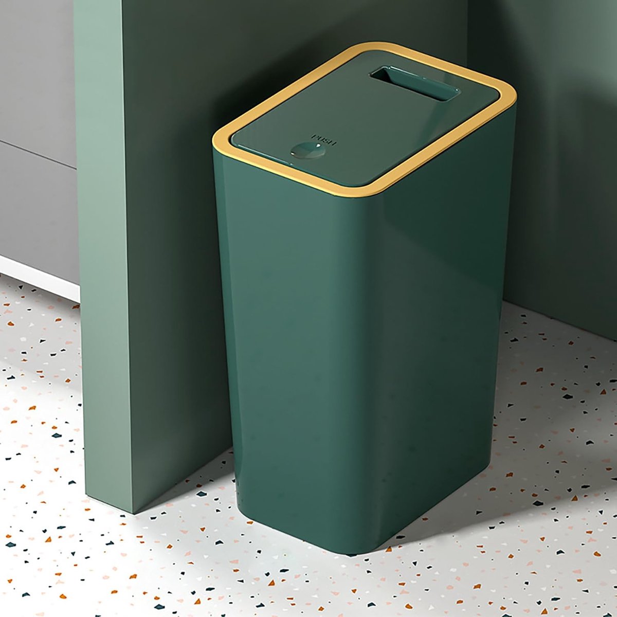Vuilnisbak - Groen - 9 Liter - Plastic met Drukknop en Deksel - Voor Keuken, Badkamer, Slaapkamer en Kantoor