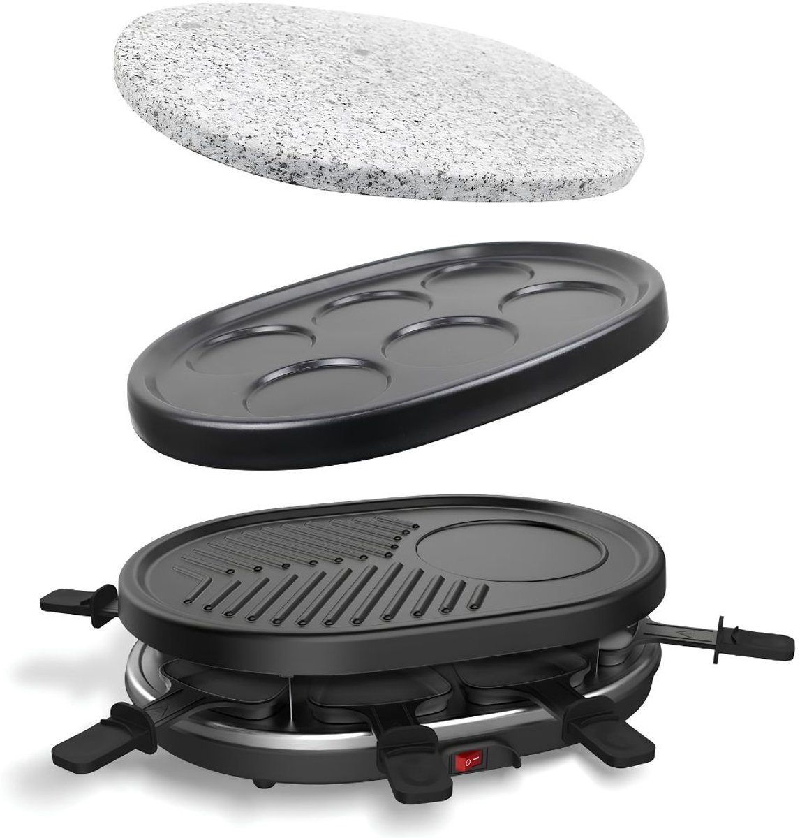 VALI® Steengrill - Gourmetstel - Elektrische Steengrill - ZWart/Grijs - 35cm x 25cm x 12cm
