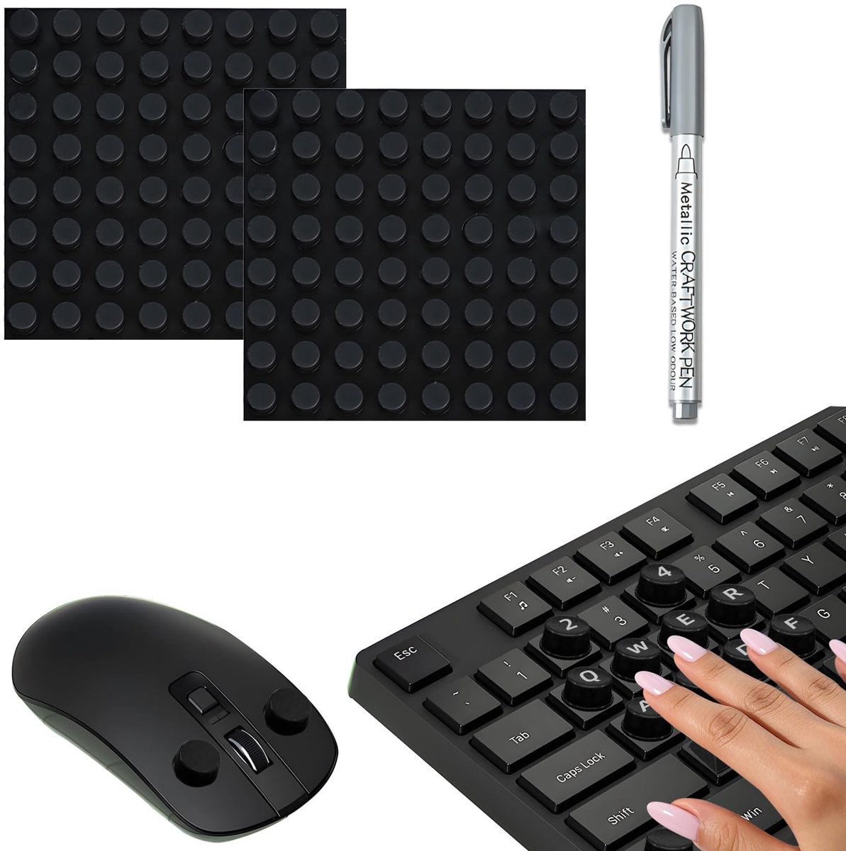 Solidchoice - 128 Stuks Zelfklevende Toetsenbord Stickers met Verfpen