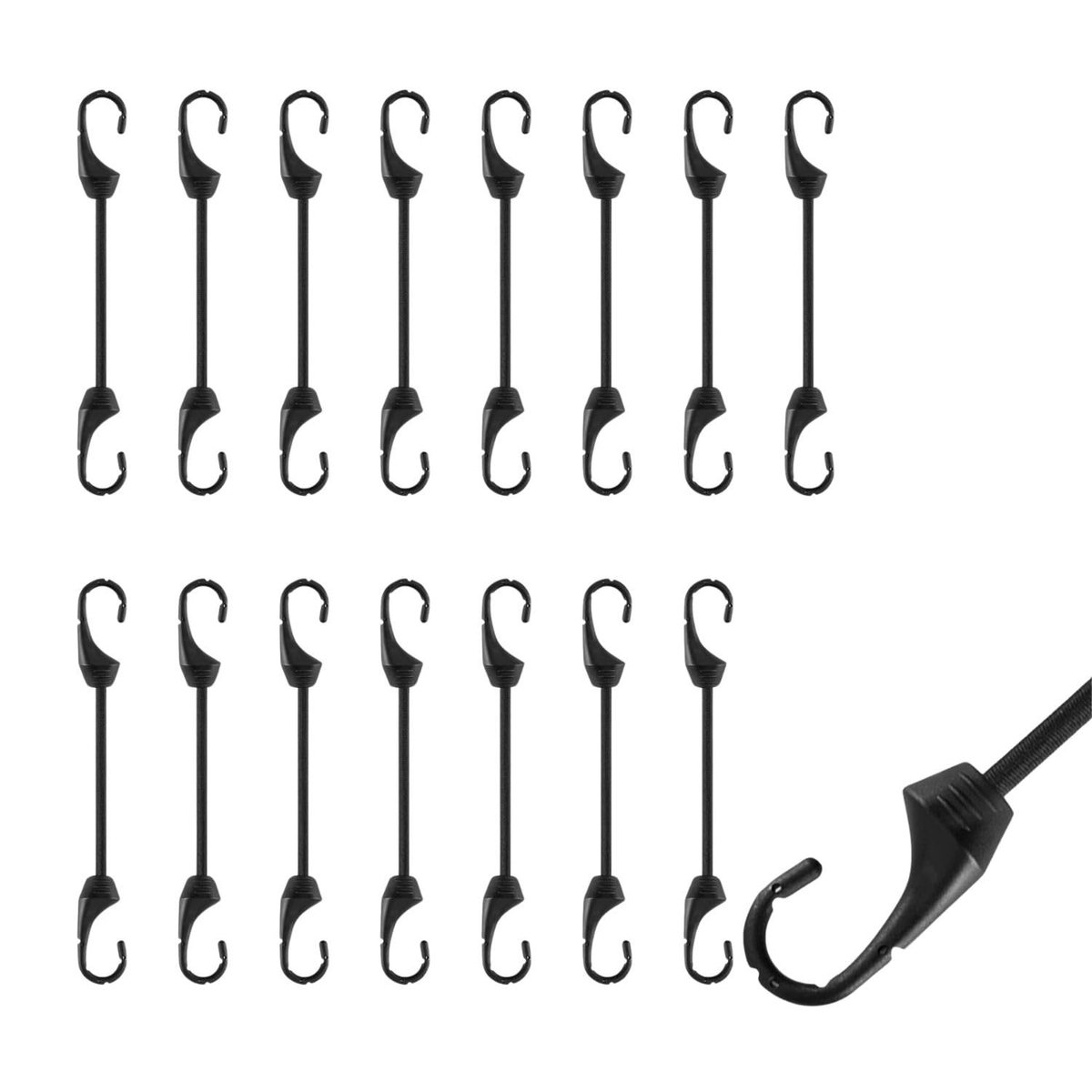 Spanrubber met Haken voor Camping en Outdoor, 15 Stuks, 10 cm, Waterdicht en Veelzijdig Inzetbaar