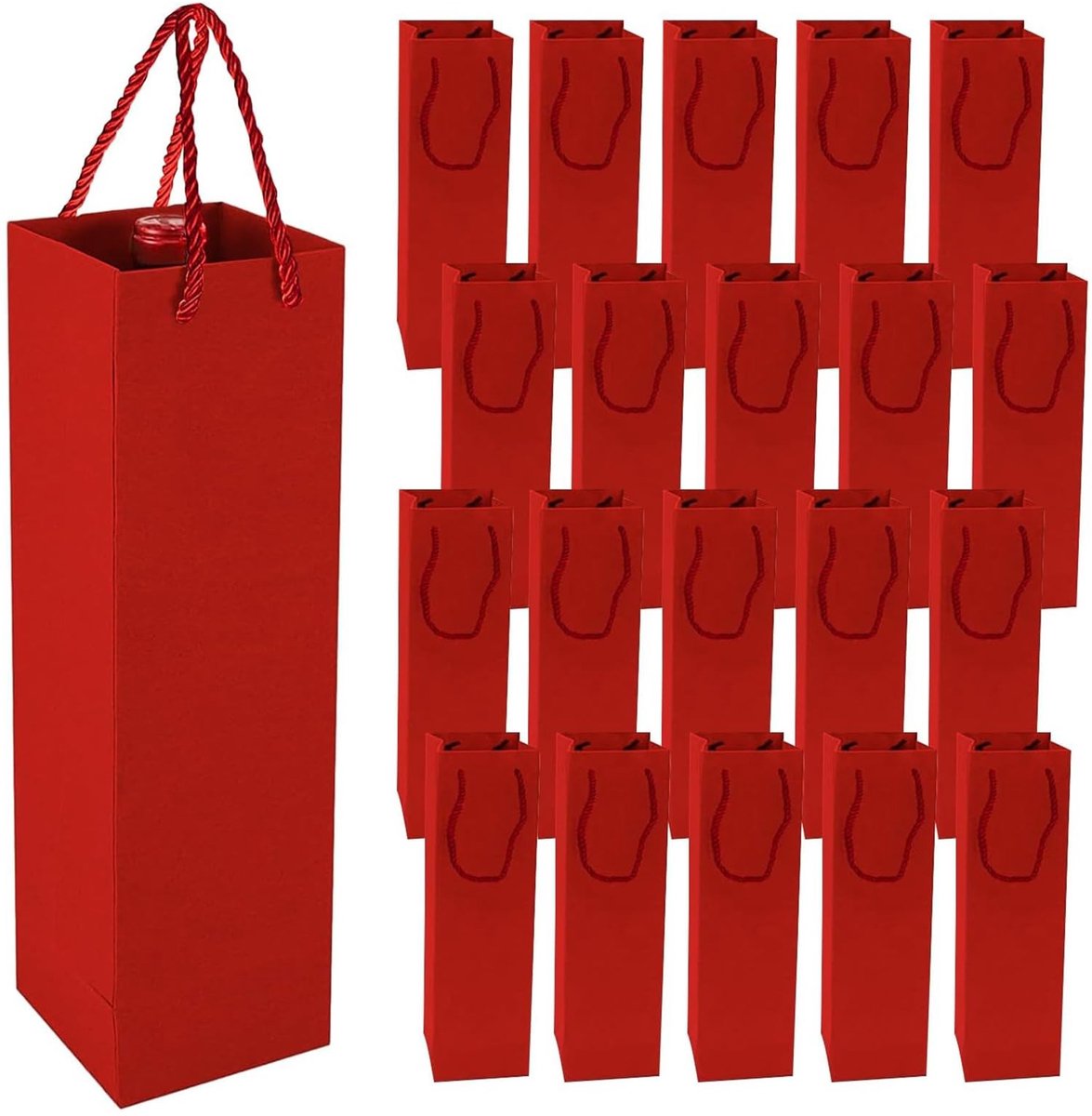Solidchoice - Set van 20 Kraft Papieren Wijn Cadeauzakken met Handvatten