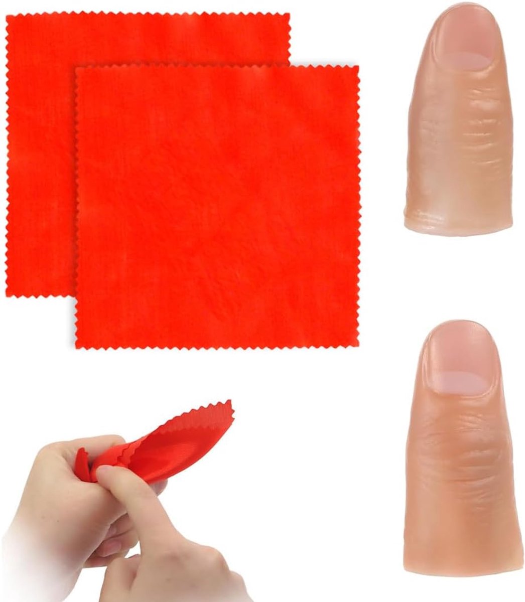 Magic vingeraccessoires set - 2 vingerprotheses en 2 rode zakdoeken - Geschikt voor elke goochelaar - ShopVlot