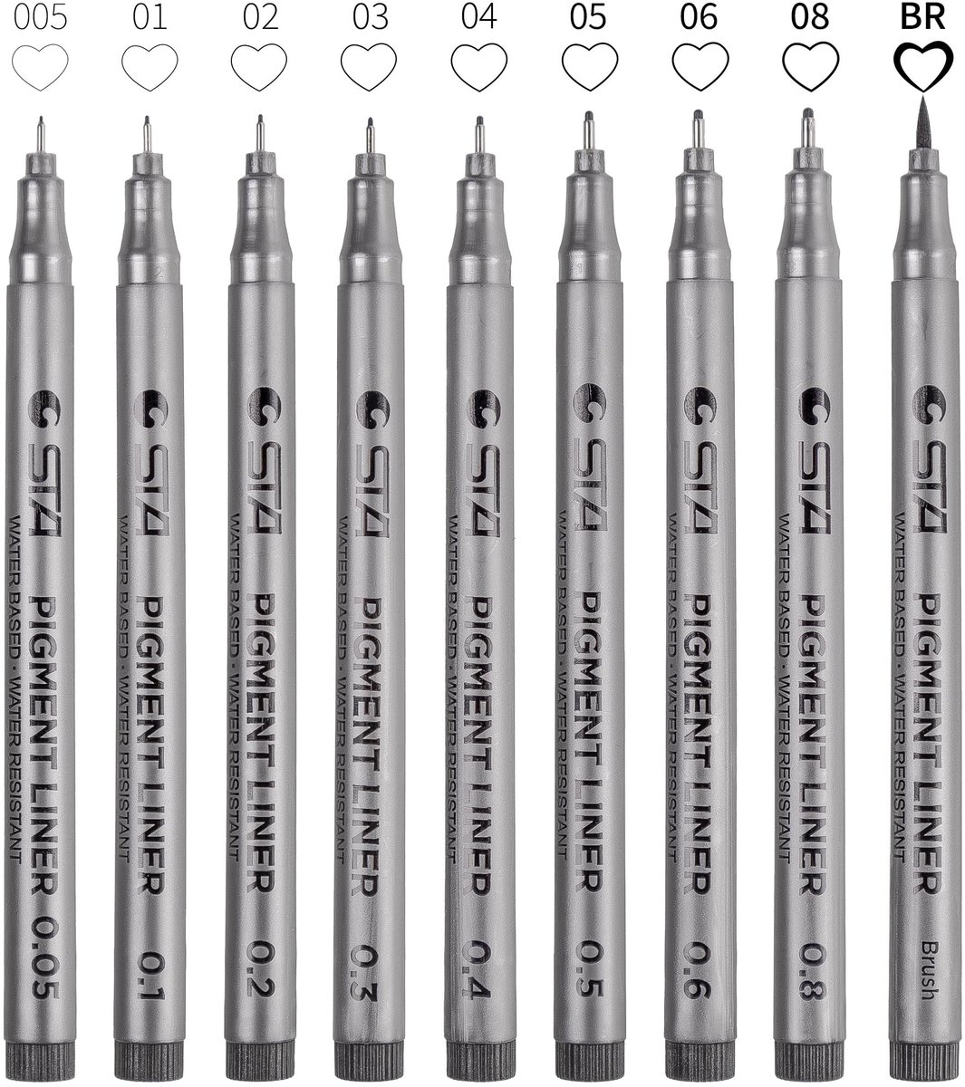 Solidchoice - Set van 9 Fineliner Pennen met Borsteltip voor Creatief Gebruik