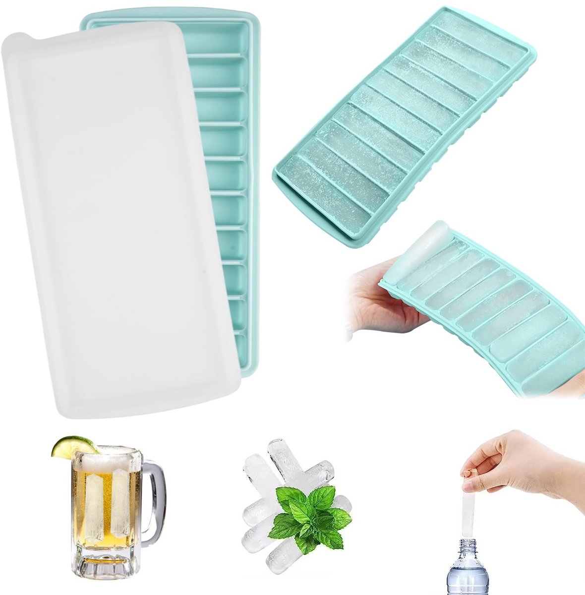 Solidchoice - Herbruikbare Silicone IJsblokjes Tray met Deksel