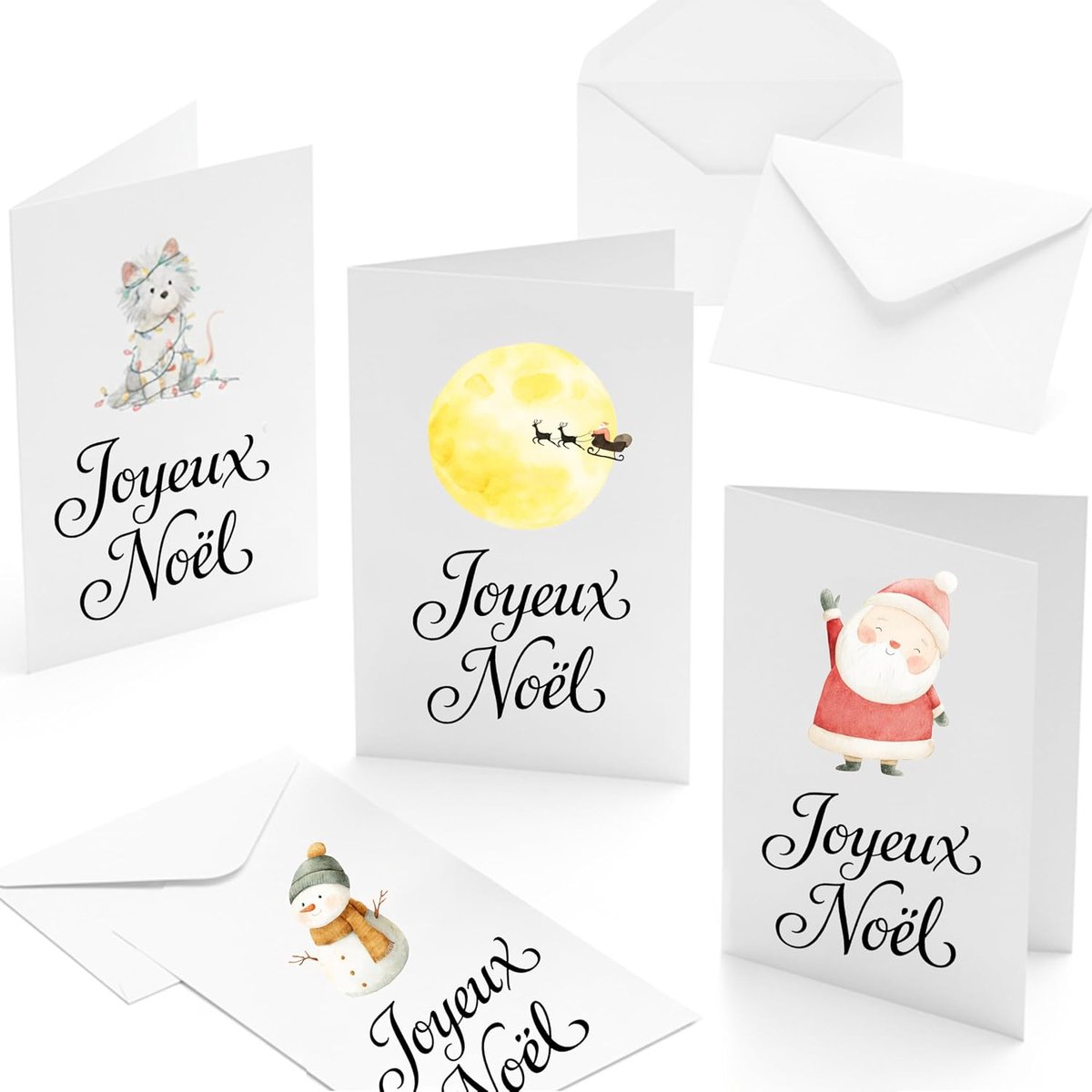 Set of 30 Français cards, A6 envelopes with envelopes, blanche - festives for the Vœux des Fêtes - ShopVlot
