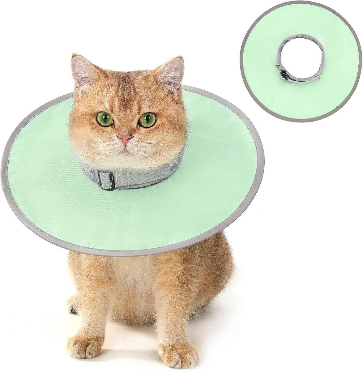 Avont Lightweight Cat Collar Adjustable Leak Protection Collar for Small Dog Cat After Surgery Size M/Green - ShopVlot