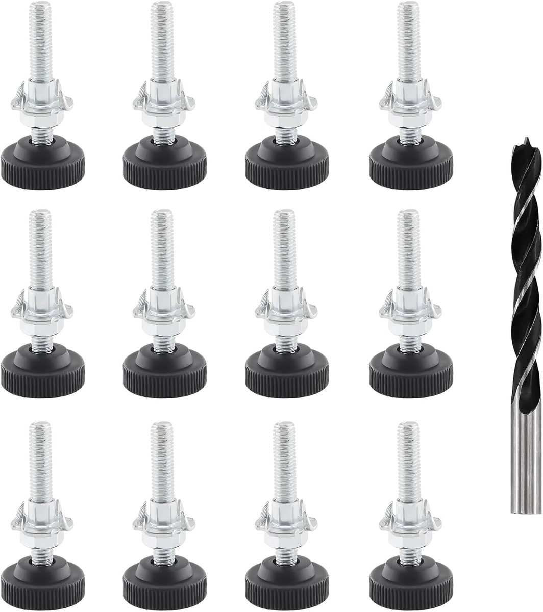 Pack of 12 Adjustable Furniture Legs, Adjustment Screw M8 x 50mm Leveling Legs, Height Adjustable Legs with Impact - ShopVlot