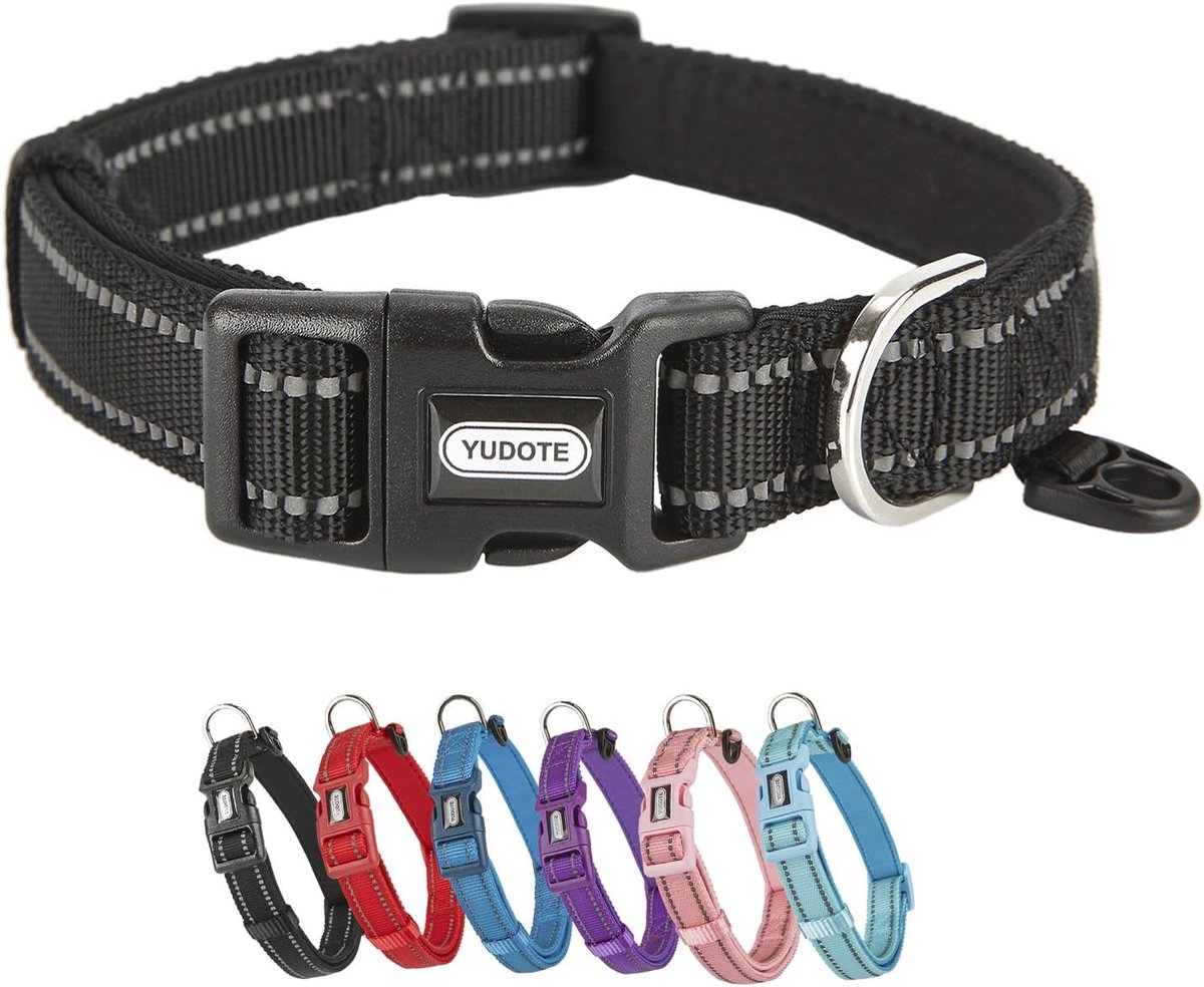 Dog Collar Medium Strong Reflective Nylon Webbing with Soft Comfortable Neoprene Padded Linning for Medium Dogs Daily - ShopVlot