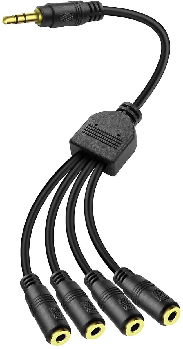 MEIRIYFA 3.5mm Splitter Cable 1 to 4 Way, 30cm Audio Cable, 1 x Plug to 4 Ports, for Headphones, Speakers - ShopVlot