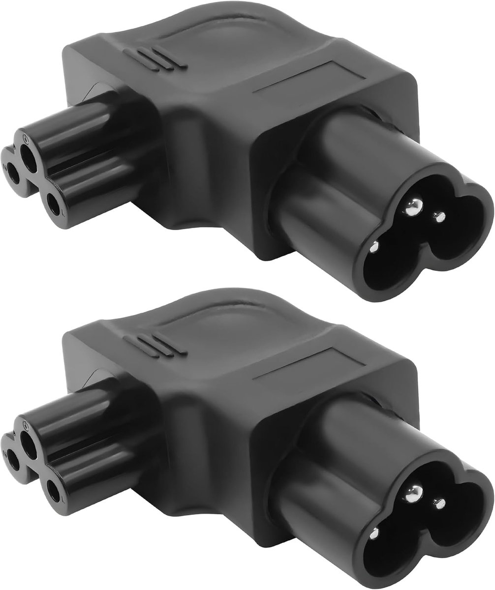 MEIRIYFA IEC 320 C5 to C6 AC Adapter, 2pcs C5 Bus to C6 Plug 90 Degree Angle Adapter Coupling 3 Pin AC Converter Plug - ShopVlot