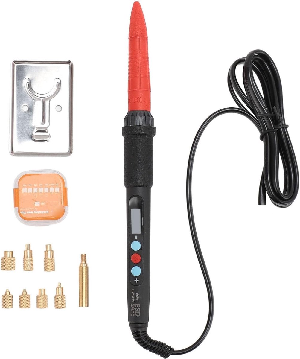 60W 100 to 240V Soldering Iron Set, Adjustable Temperature LCD Digital Soldering Iron Heat Set Plug-in Tool, Portable - ShopVlot