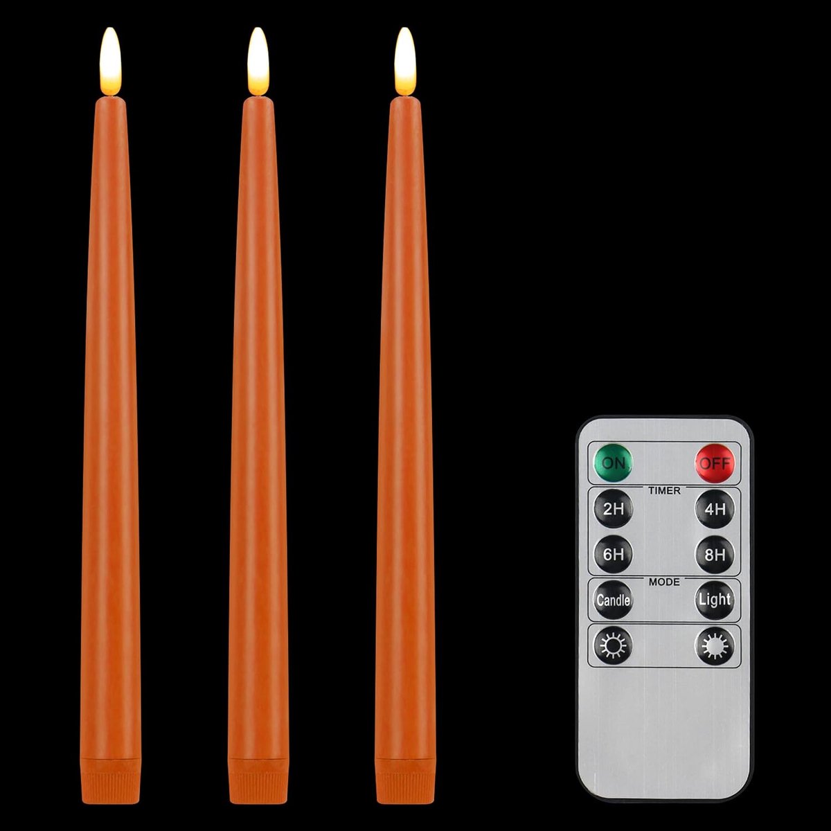 CVHOMEDECO. Flameless Tapered Candles with 10 Keys Remote Control, Battery Operated, LED Flickering 3D wick Window - ShopVlot
