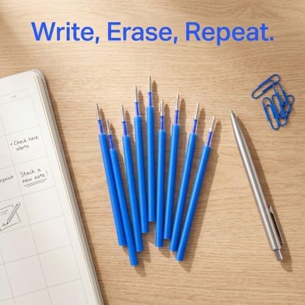 12pcs Erasable Pen Refills, 0.7mm Blue, Compatible with Erasable Pens, Smooth Gel Pen - ShopVlot