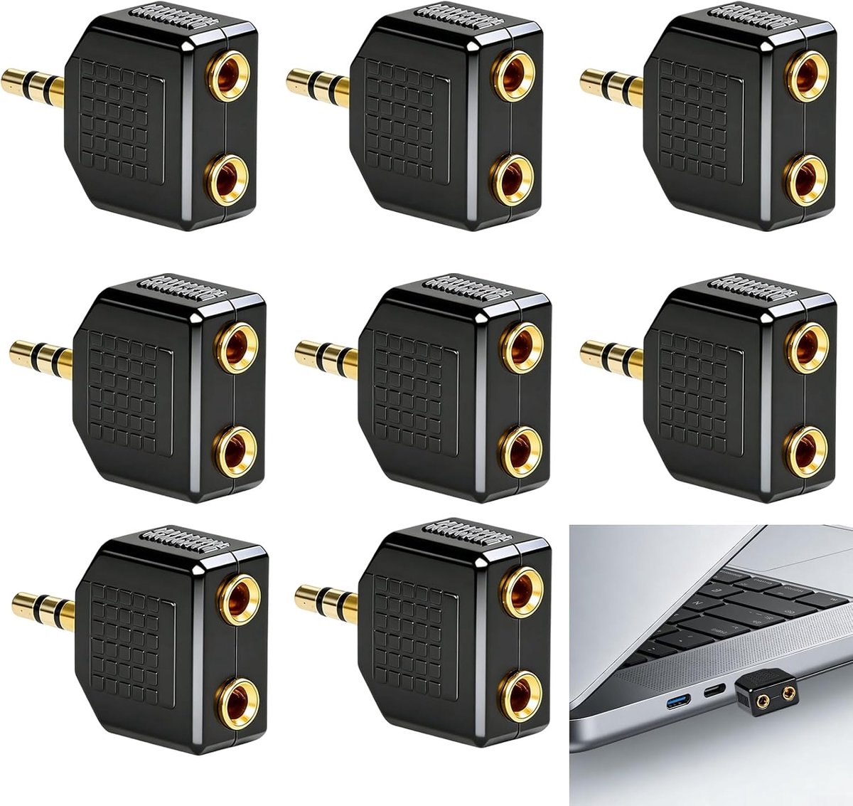 8pcs 3.5mm audio splitter, headphone adapter, 1 x 3.5mm plug to 2 x 3.5mm connectors, compatible with computers, media - ShopVlot