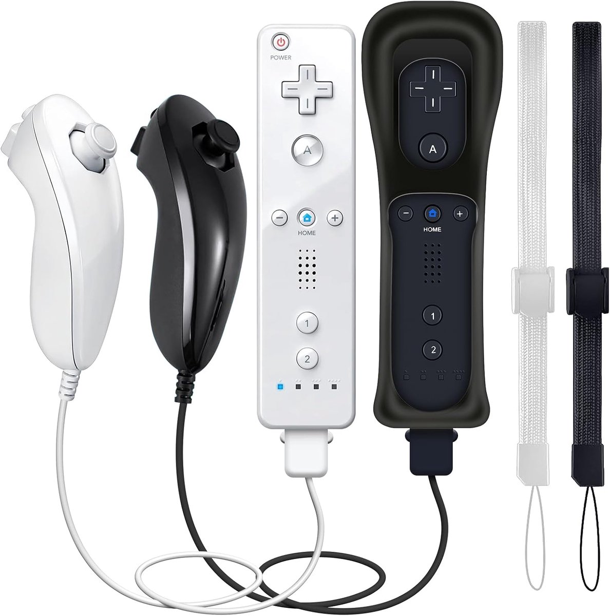 GOUYESHO Nue vervangende afstandsbediening voor Wii/Wii U Controller met Nunchuck met Motion Plus, 2 Pack (zwart en - ShopVlot