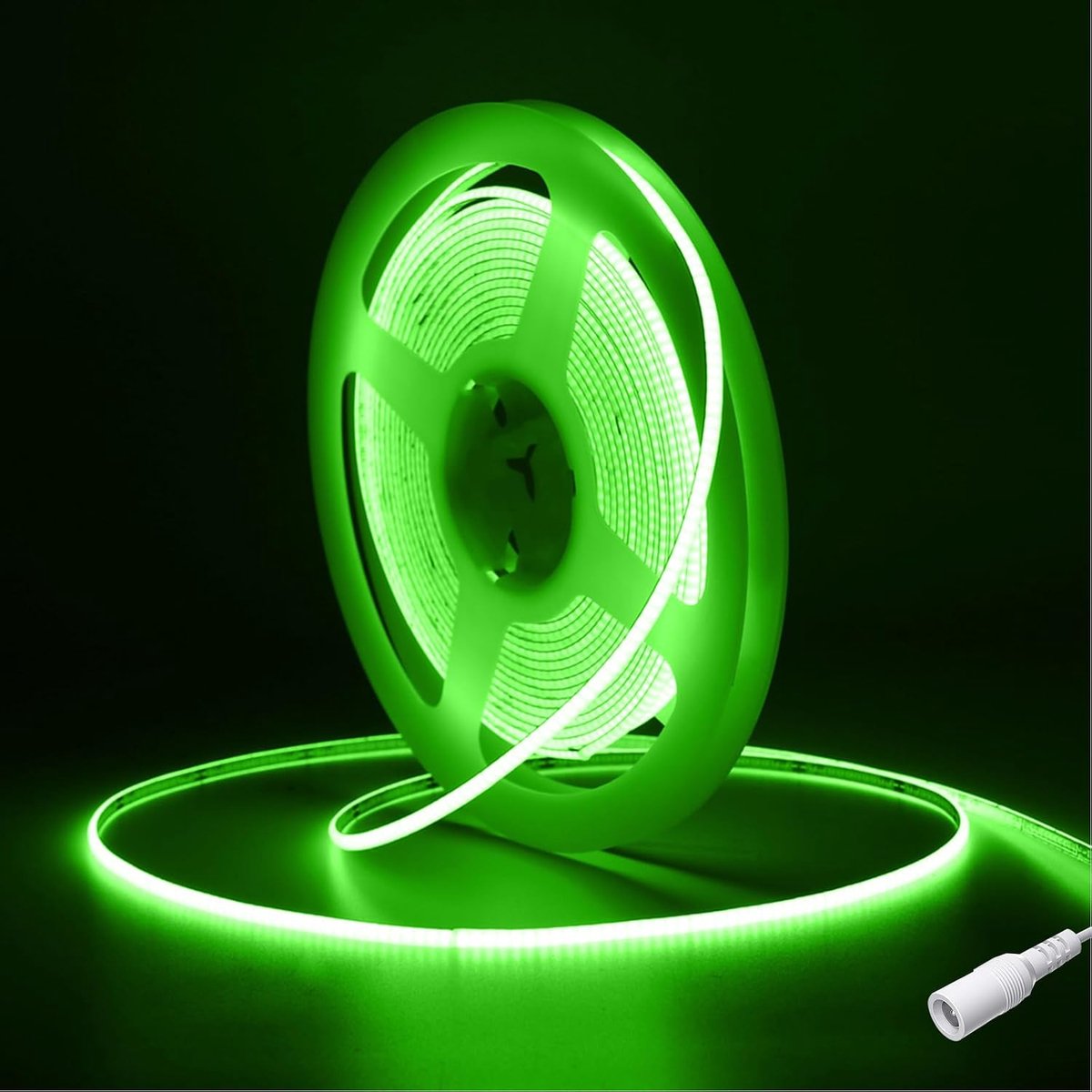 DC12V COB LED Strip 5M,Fosingut Groen Ledstrip licht 4mm,480LEDs/m CRI90+ Super Heldere Flexibel COB LED Lint voor - ShopVlot