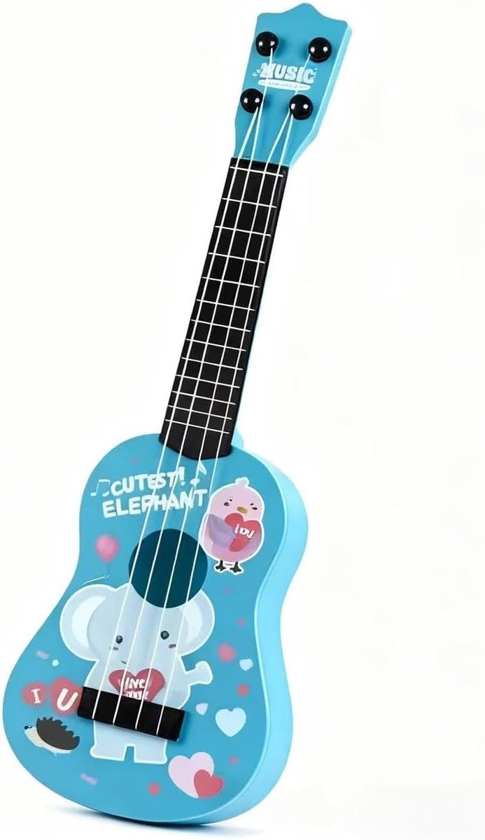 42cm Kids Guitar and String Instruments for Kids, Ukulele Guitar for Kids with 4 Adjustable Strings (Light Blue) - ShopVlot