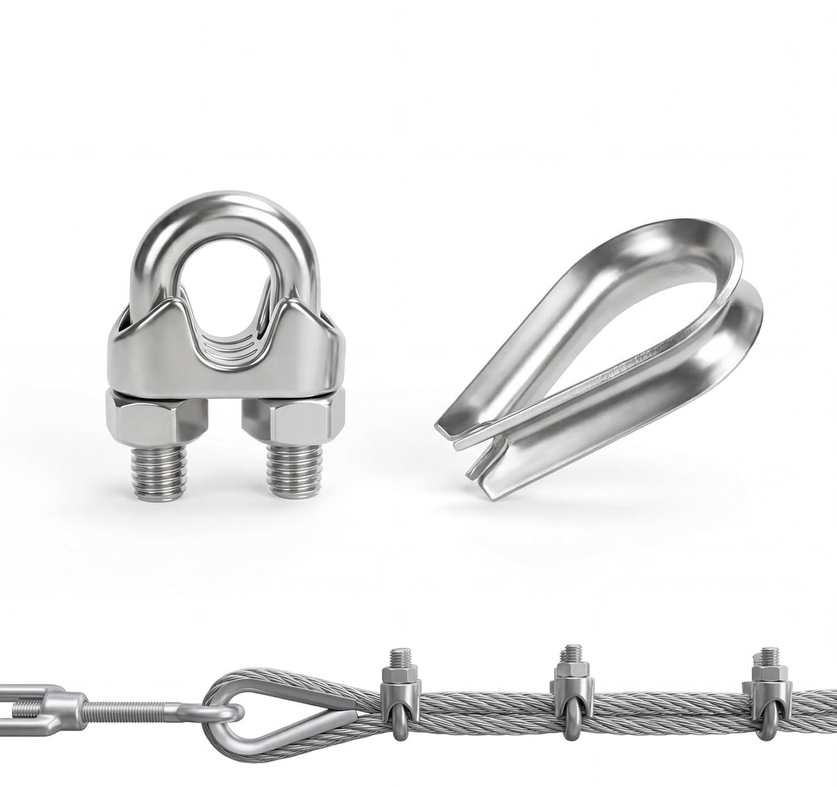 18pcs M3 Cable Clips & 18pcs M3 Wire Cable Sleeves, Wire Cable Clips 3mm Stainless Steel Cable Clips, 3mm Bracket - ShopVlot
