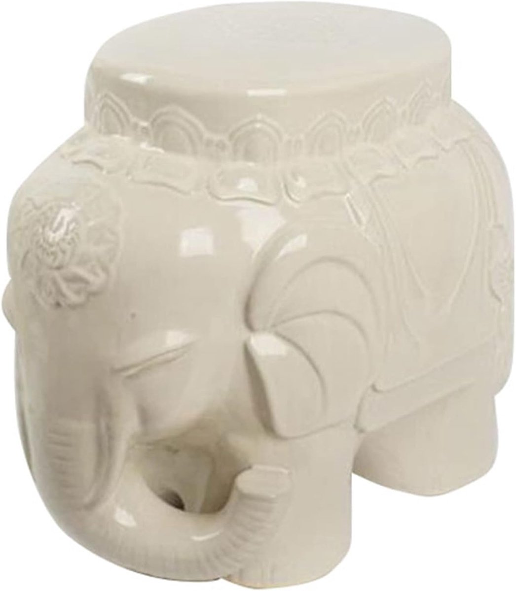 Decorative Ceramic Garden Stool, Glazed Elephants Drum Stool Shoe Change Stool, Suitable for Living Room, Balcony, Etc - ShopVlot