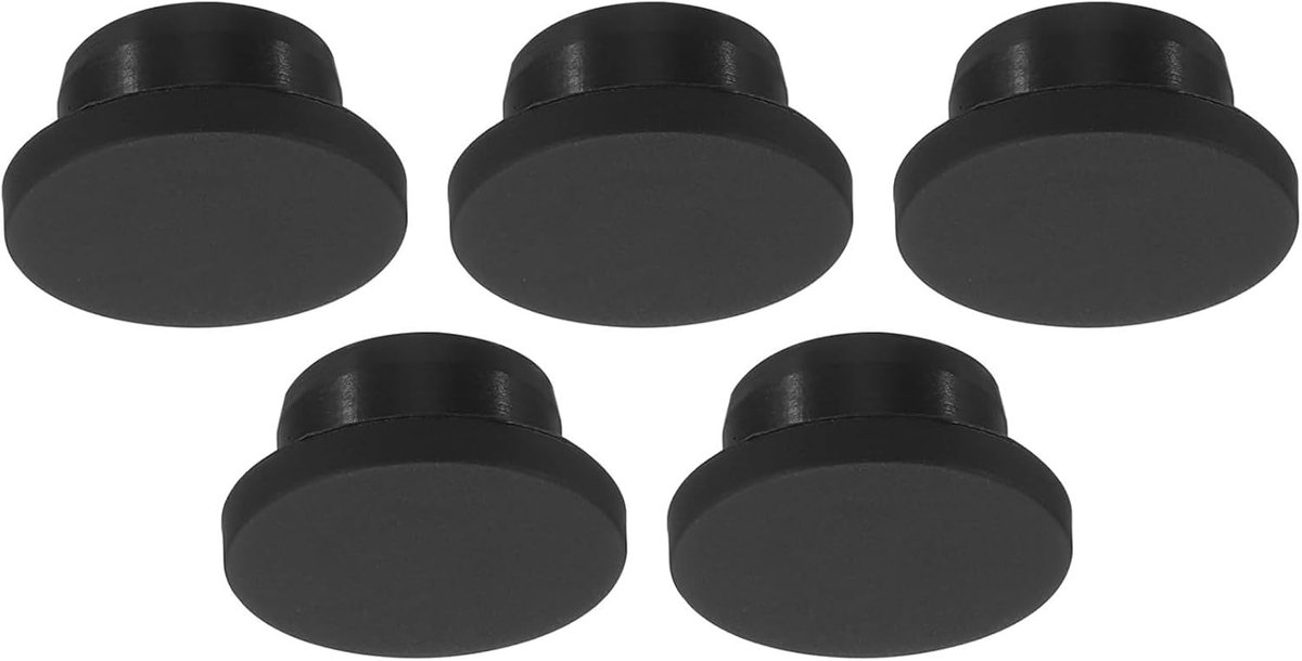 SnelShoppen - Silicone Rubber Stopper 21mm Diameter Zachte Flexibele Gaatjesstopper voor 21mm Gaten Zwart 5 Stuks voor Tuin, Keuken, Camping en Meer