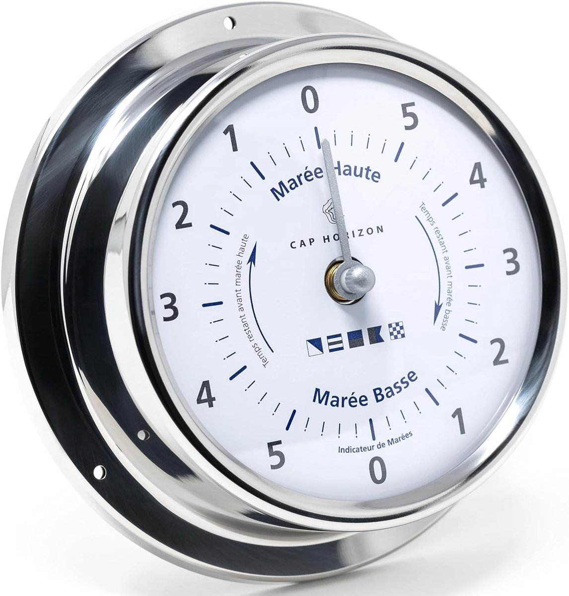 CP100IM500NX getijdenhorloge - roestvrij staal gepolijst - maritieme scheepsklok 12,5 cm diameter - Made in Germany - ShopVlot