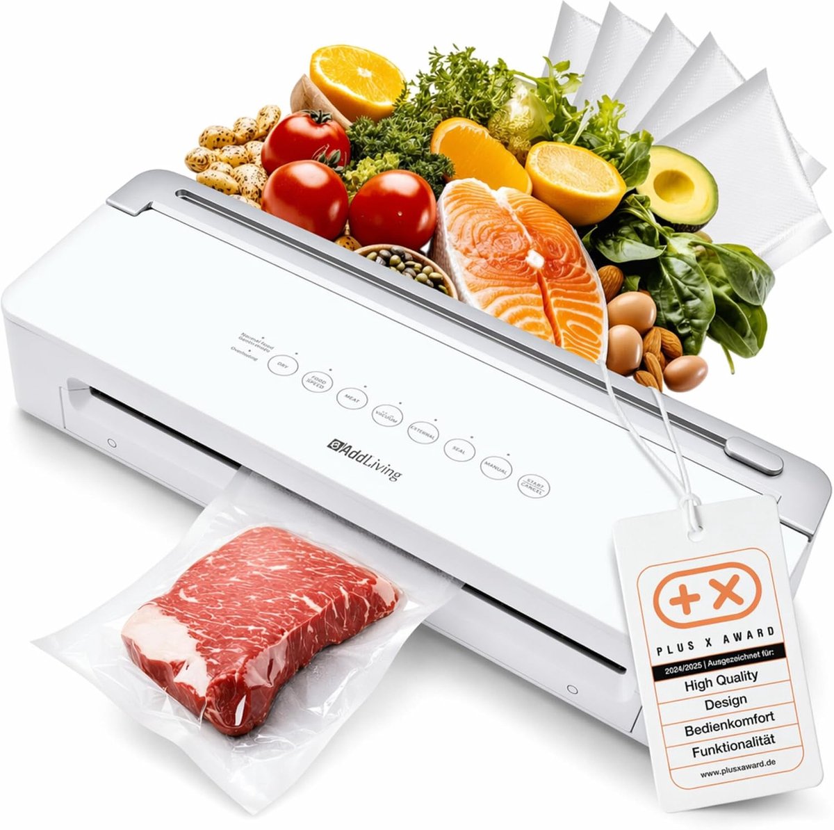 Vacuum Sealer - Vacuum Sealer for Food - Incl. 5 Vacuum Bags (20 x 30 cm) - Vacuum Sealer Machine - ShopVlot