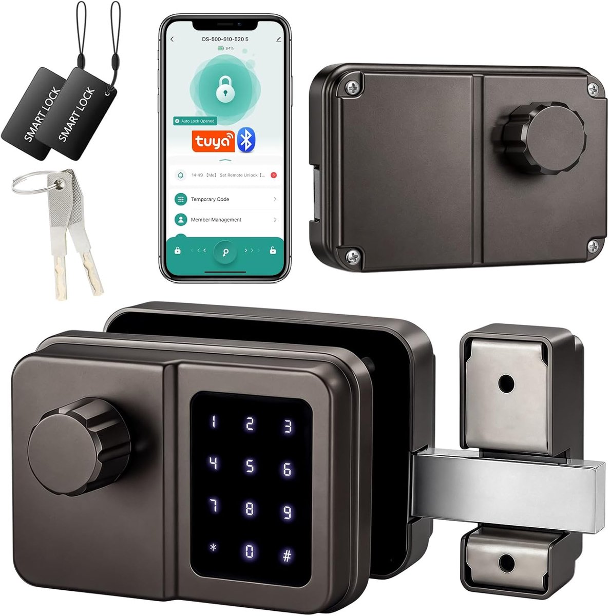 SEPOX Intelligent Bolt Lock, High Strength Anti-Theft Protection, Automatic Door Lock, Locker(Anthracite Grey, Single - ShopVlot