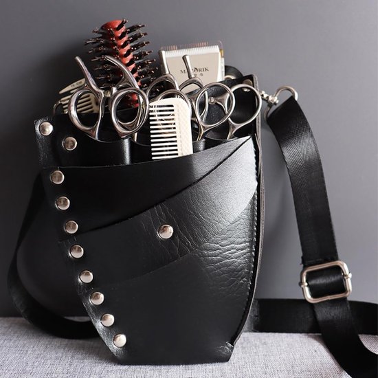 Leren Schaar Tas voor Kappers, Multi-Functionele Schaar Houder met Afneembare Band, Ideaal voor Kappers en Haarstylisten, Handig en Duurzaam Accessoire van Merkloos — afbeelding 3