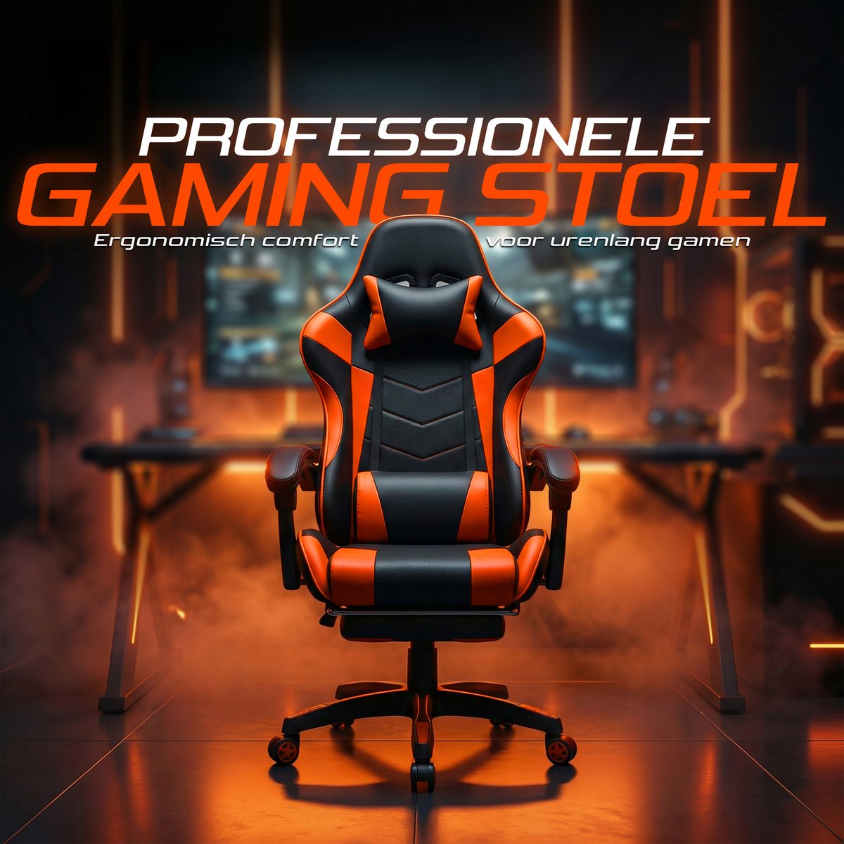 Gaming Stoel – Comfortabele Gamer Chair – Zwart/Rood – Verstelbaar thumbnail 5