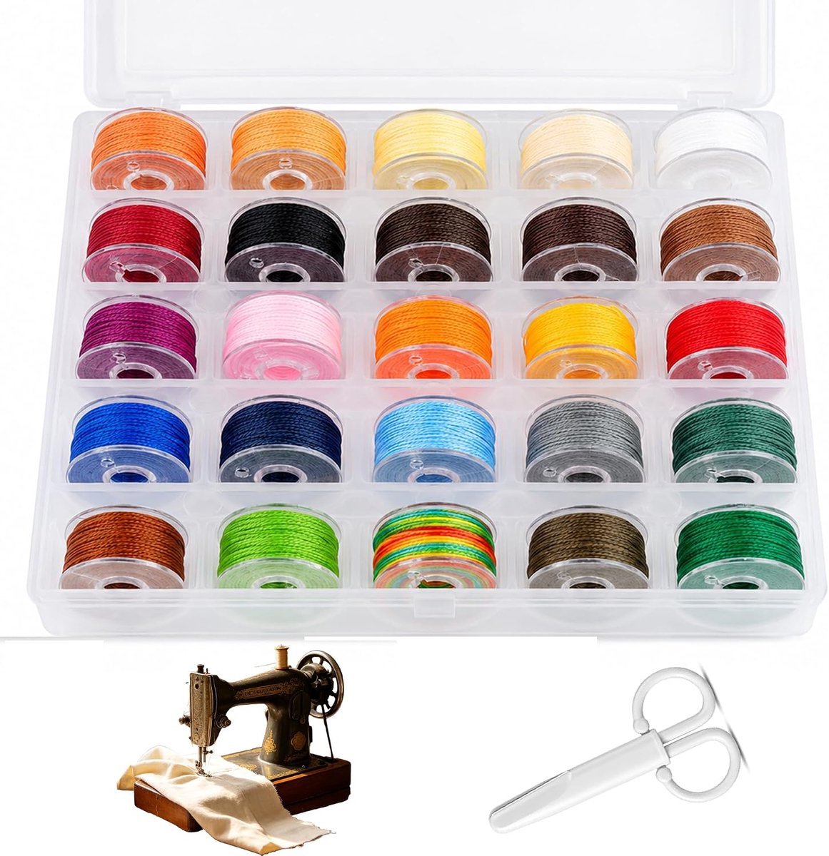 Gewachste Schnur Set 36 Rollen in 36 Farben, Polyesterschnur 0,55 mm x 10 m pro Rolle mit Aufbewahrungsbox, flexibel - ShopVlot