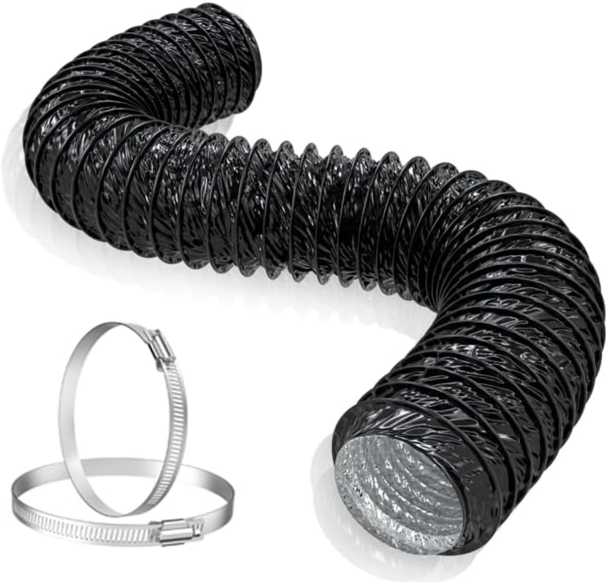 Hon&Guan 100 mm PVC Flexible Hose Up to 2.5 m with Hose Clamps, Can Be Cut to Size, Heat-Resistant, Flexible for - ShopVlot