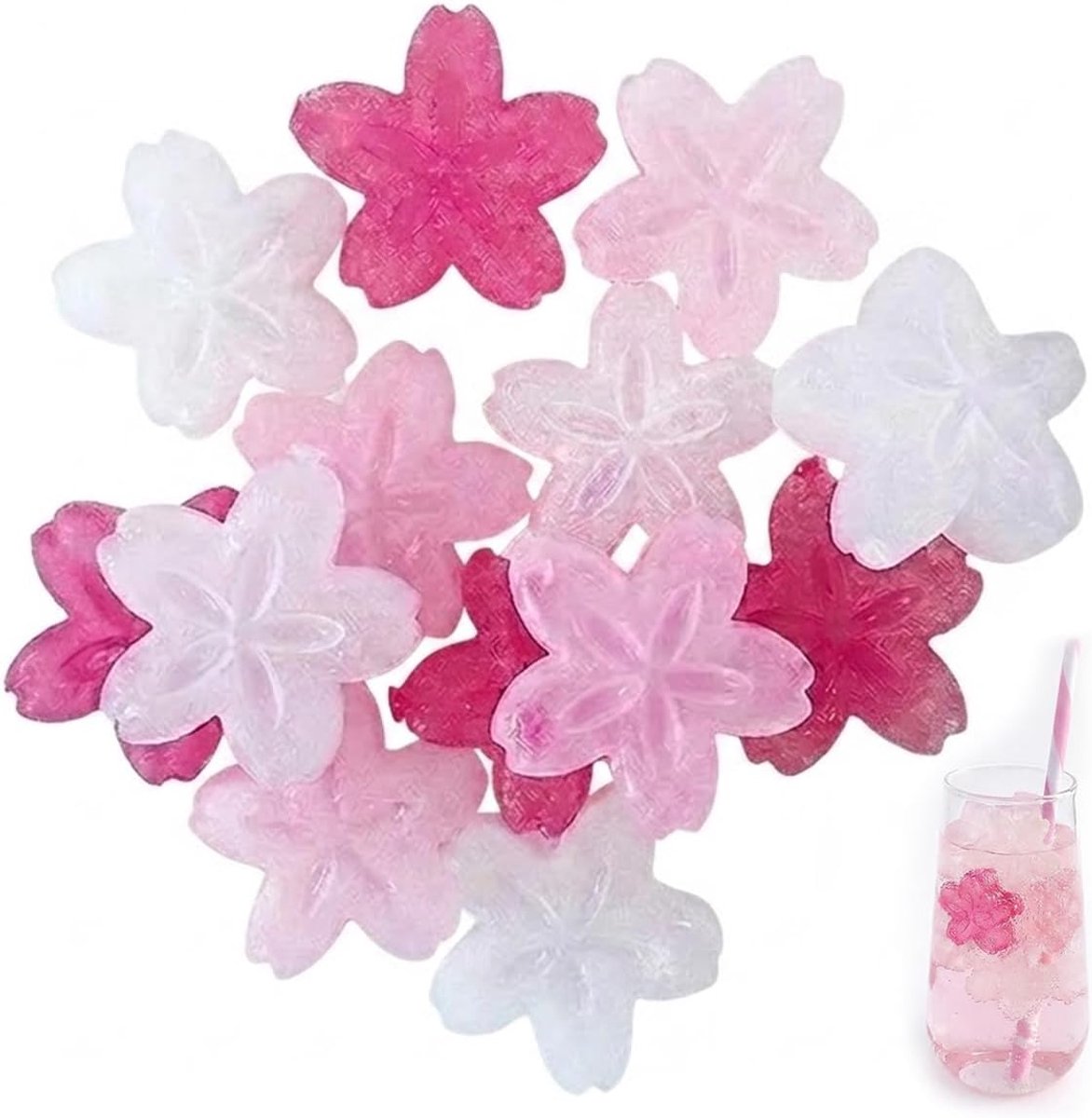 14 Stuks Herbruikbare IJsblokjes Sakura – Kunststof Kubussen voor Dranken, Picknick-Koeltassen & Gezichtsverzorging - ShopVlot