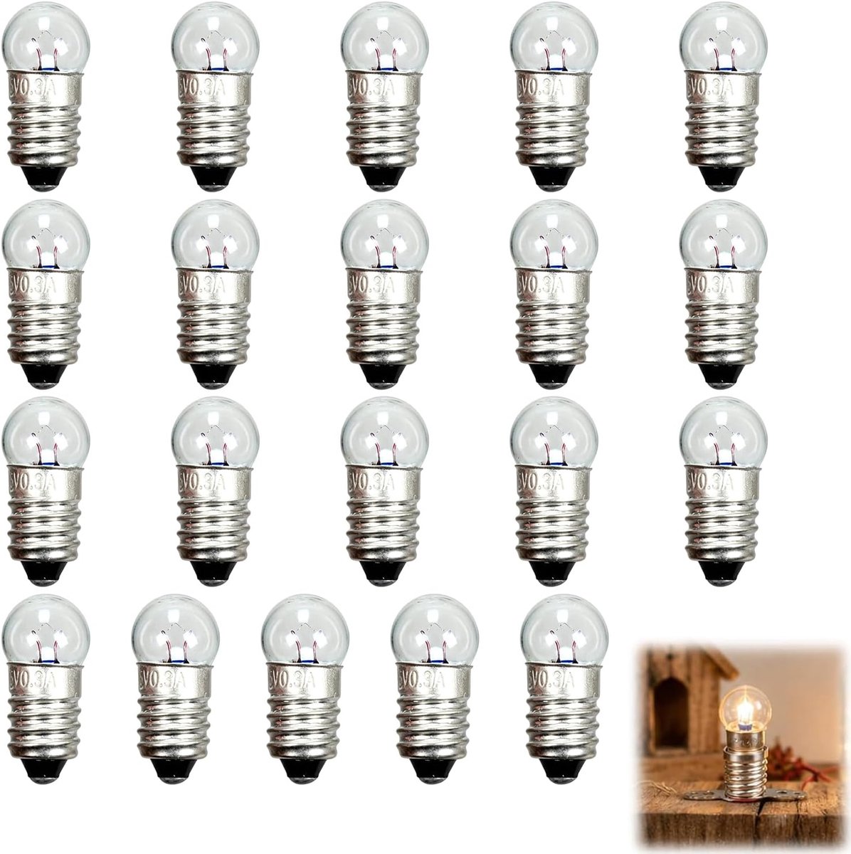 mini-lampen E10 DC warm wit 1,5 V - schroeffitting - duurzame set - ideaal voor elektrische experimenten - ShopVlot