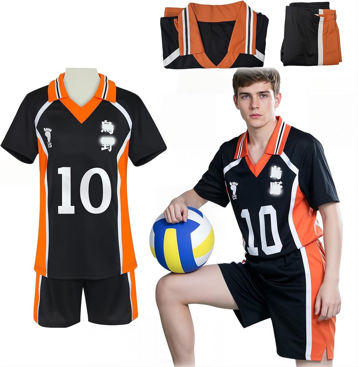 Anime volleybalshirt, Karasuno-uniform en Shouyou 10 cosplay T-shirt-set voor Halloween en carnaval, perfect voor fans van high school anime en sportoutfits