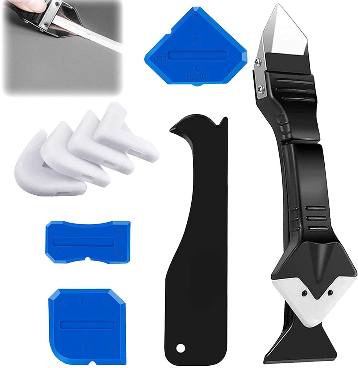 Seal remover tools 3 in 1 - siliconen afdichtmiddel kit - herbruikbaar en duurzaam - voor keuken en badkamer - ShopVlot