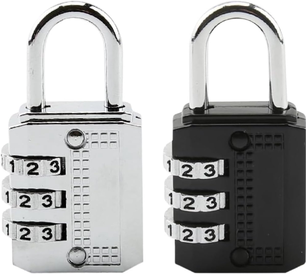 Kofferslot combinatie 2-pack - zwart en zilver - compact en robuust - ideaal voor veilig reizen - ShopVlot