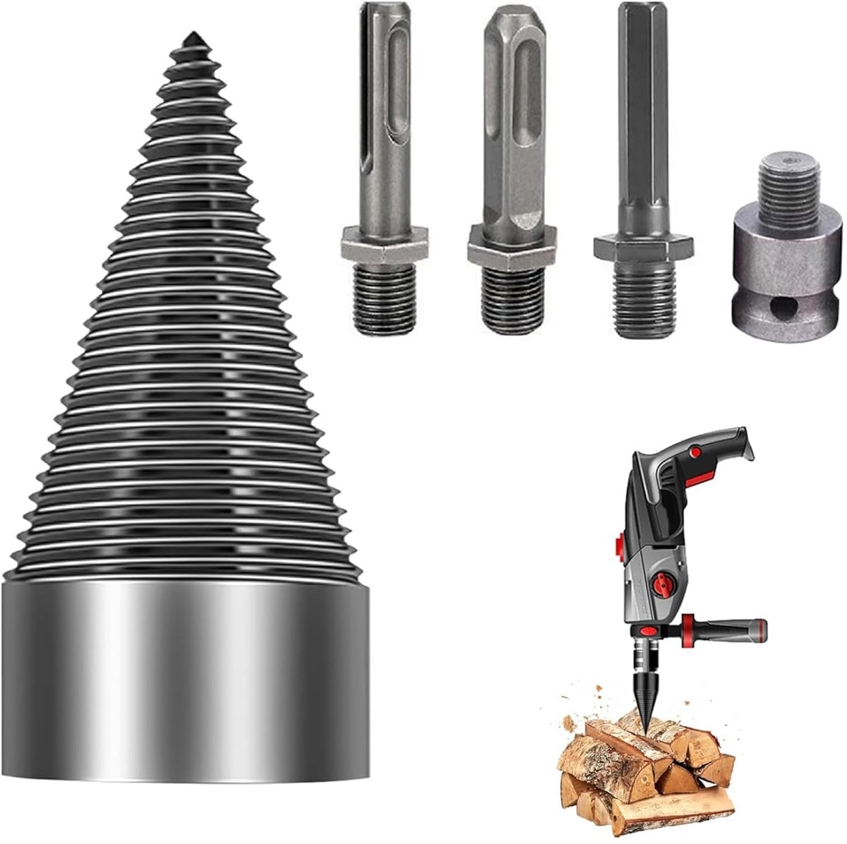 Houtsplitser 50 mm - Conisch ontwerp - Inclusief 4 handgrepen - Efficiënt houtsplitsen - ShopVlot