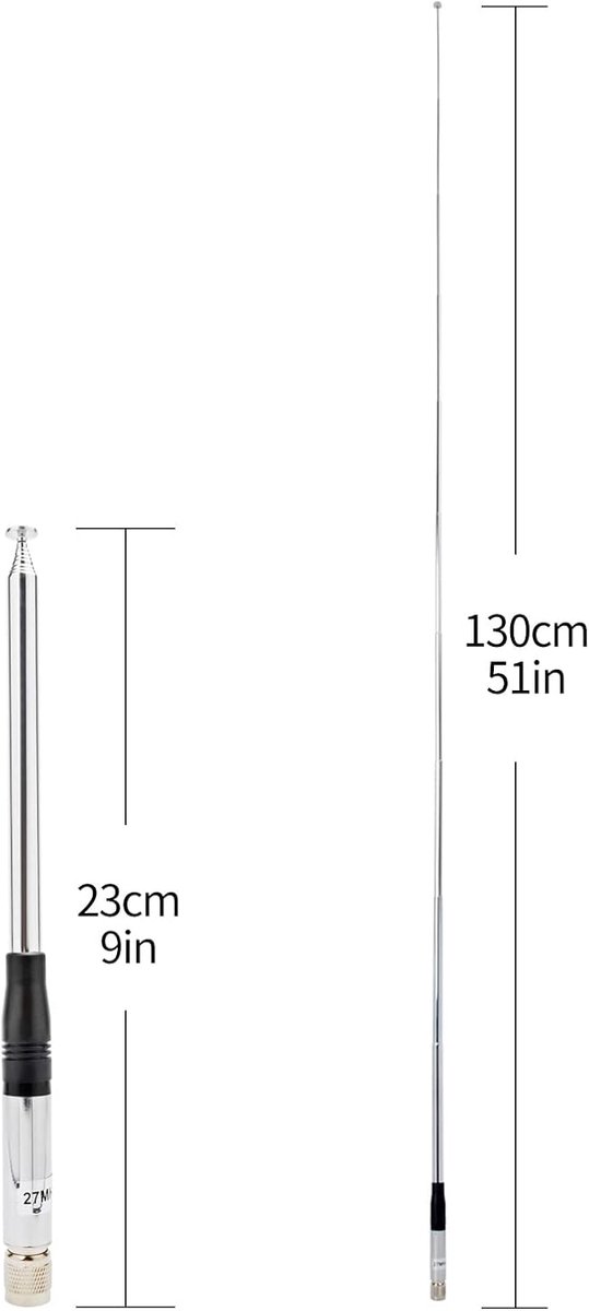 CB antenne 23-130 cm - TNC jack, CU materiaal - hoge gain - ideaal voor handradio's - ShopVlot