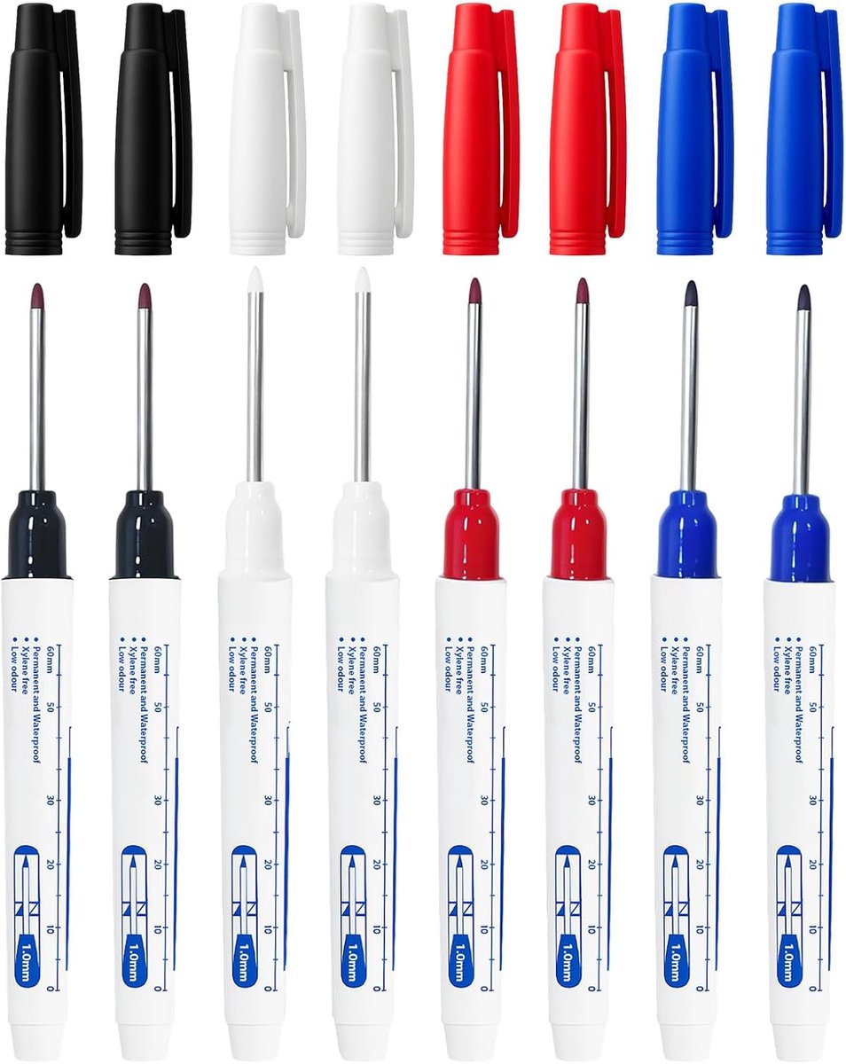 Diepe gaten markers 30 mm - waterproof marker pen - voor hout, kunststof, metaal - nauwkeurig markeren - ShopVlot