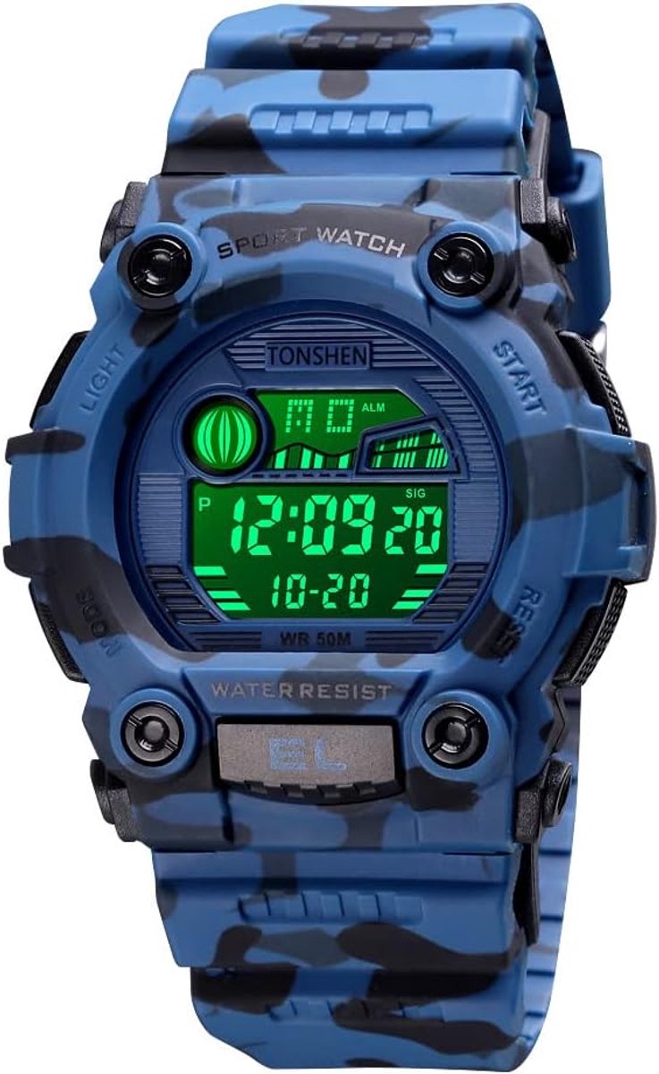 Digitale sporthorloge 50M waterproof - LED achterlicht - multifunctioneel - perfect voor outdoor activiteiten - ShopVlot