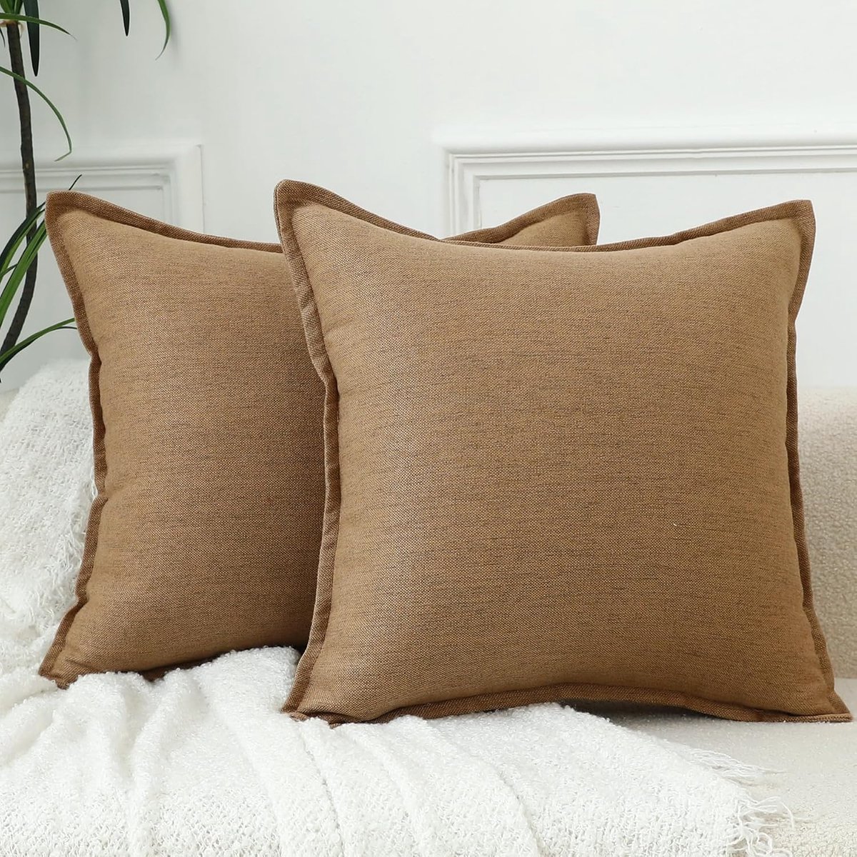 Kussenslopen 50x50cm - Neutrale Linnen - Bruin - Rustic Boho Decoratie - ShopVlot